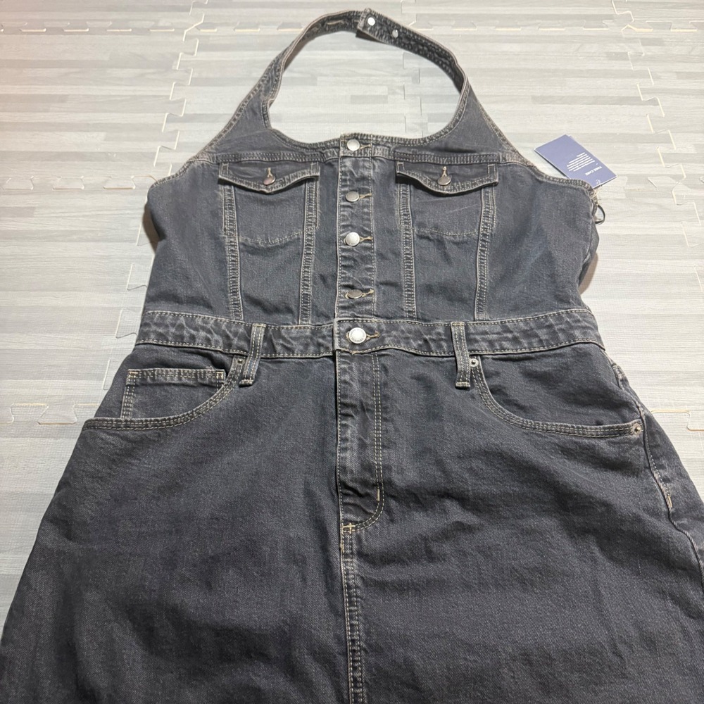 Universal Thread Size 14 Denim Halter Midi Dress Dark Wash Slit